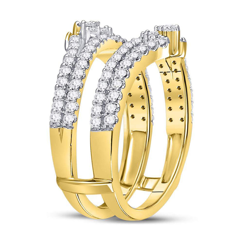 14kt Yellow Gold Womens Round Diamond Wrap Ring Guard Enhancer 7/8 Ctt –  Tribeca Diamonds