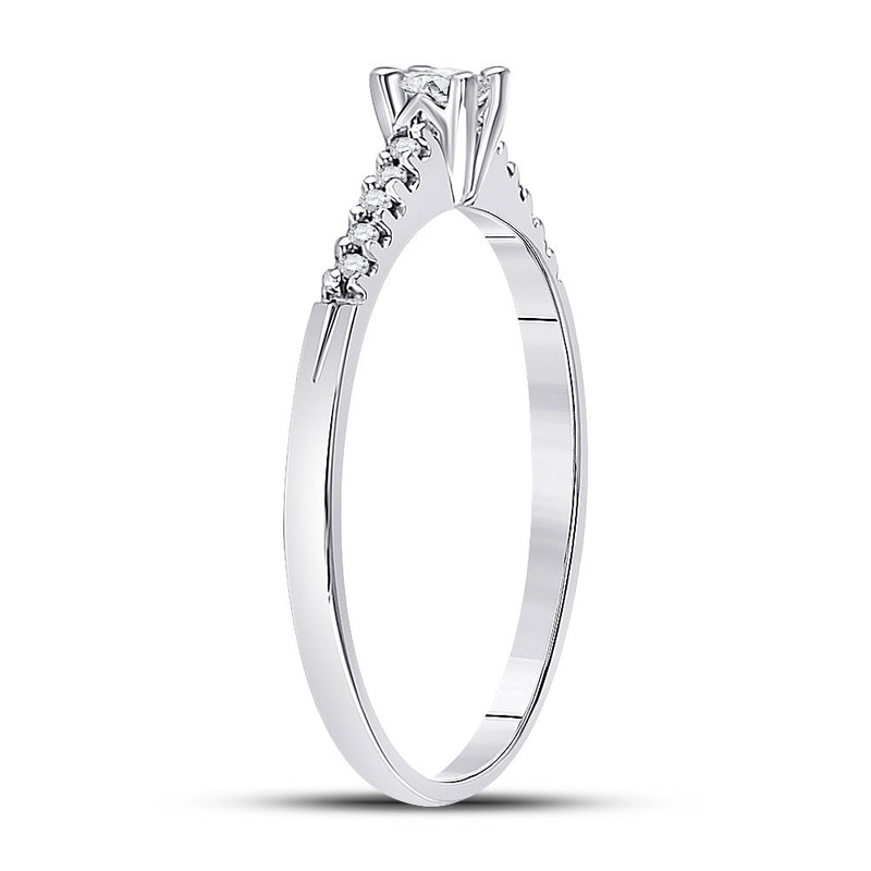 10kt White Gold Womens Round Diamond Solitaire Promise Ring 1/8 Cttw