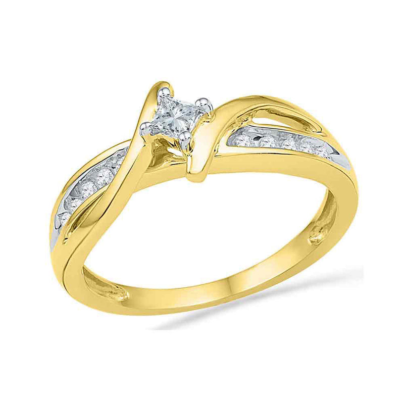 10kt Yellow Gold Princess Diamond Solitaire Bridal Wedding Engagement Ring 1/5 Cttw