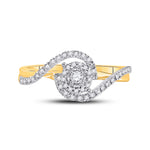 10kt Yellow Gold Round Diamond Solitaire Swirl Bridal Wedding Engagement Ring 1/5 Cttw