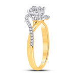 10kt Yellow Gold Round Diamond Solitaire Swirl Bridal Wedding Engagement Ring 1/5 Cttw