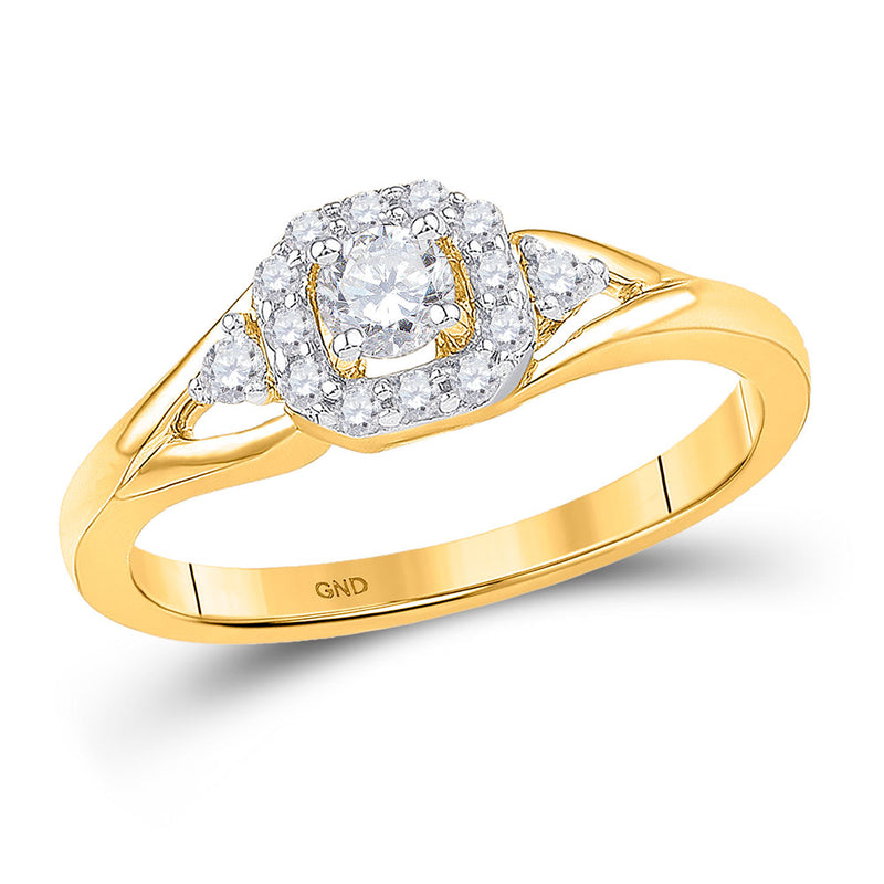 10kt Yellow Gold Round Diamond Solitaire Bridal Wedding Engagement Ring 1/3 Cttw