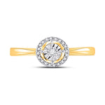 10kt Yellow Gold Round Diamond Solitaire Halo Bridal Wedding Engagement Ring 1/12 Cttw