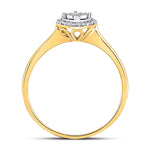 10kt Yellow Gold Round Diamond Solitaire Halo Bridal Wedding Engagement Ring 1/12 Cttw