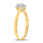 10kt Yellow Gold Round Diamond Solitaire Halo Bridal Wedding Engagement Ring 1/12 Cttw