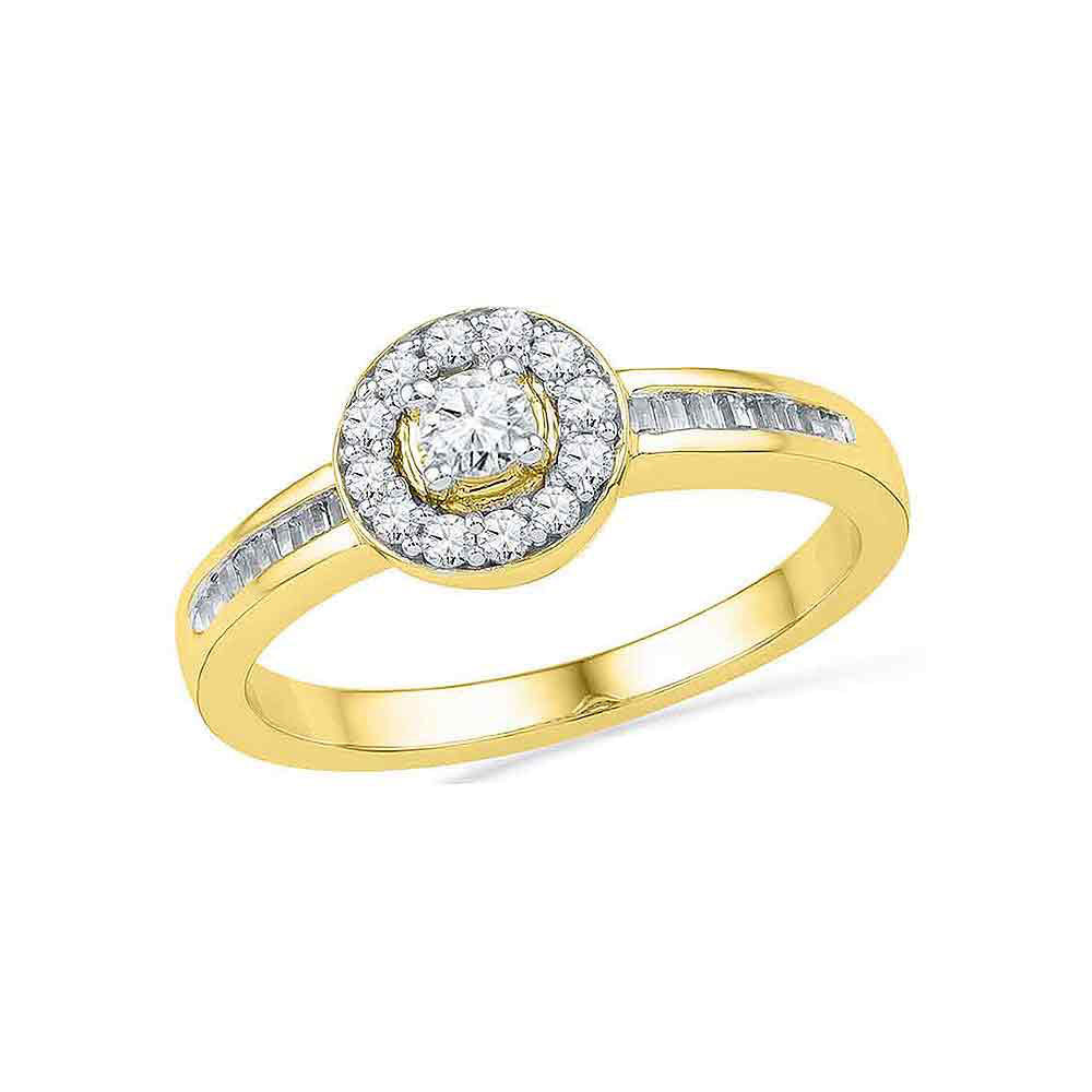 10kt Yellow Gold Round Diamond Solitaire Bridal Wedding Engagement Ring 1/3 Cttw