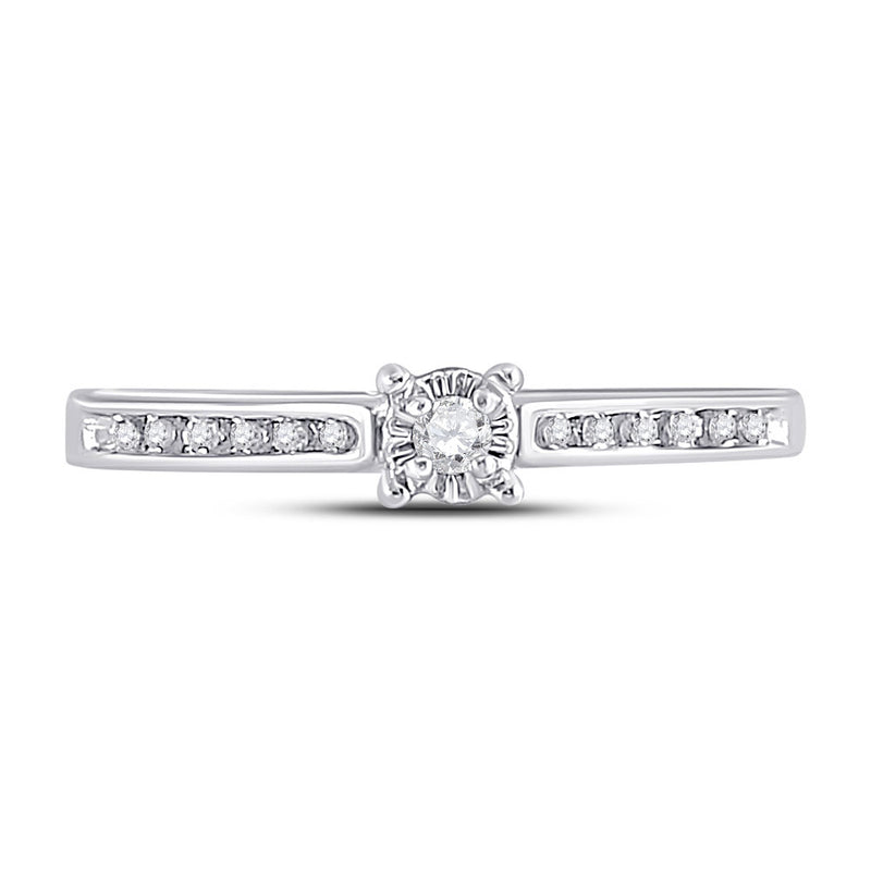 10kt White Gold Round Diamond Solitaire Bridal Wedding Engagement Ring 1/10 Cttw