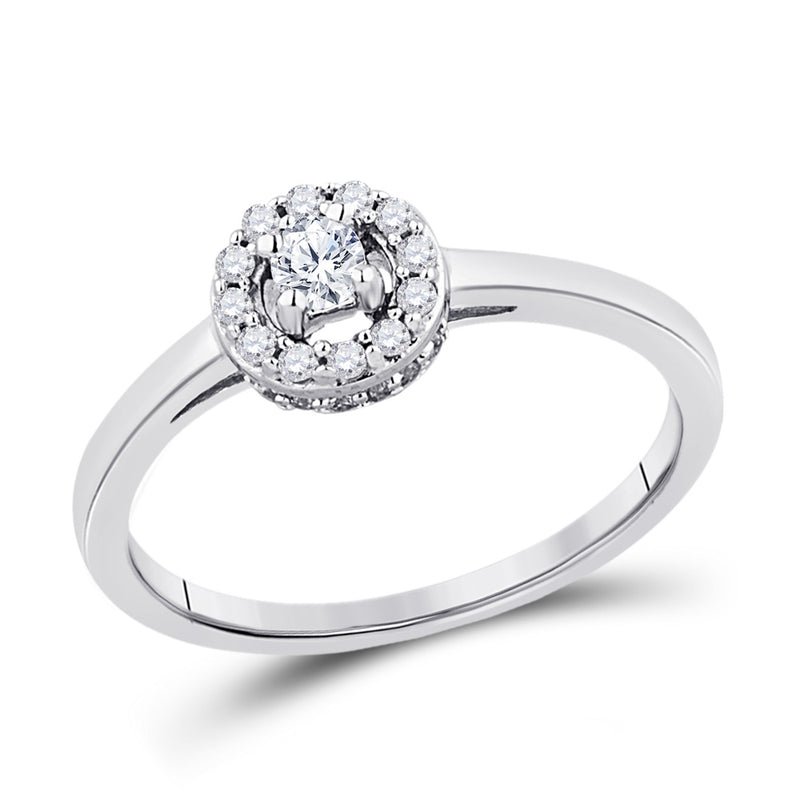 10kt White Gold Womens Round Diamond Solitaire Halo Promise Ring 1/4 Cttw