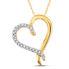 10kt Yellow Gold Womens Round Diamond Heart Pendant 1/10 Cttw