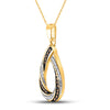 10kt Yellow Gold Womens Round Brown Diamond Teardrop Stripe Pendant 1/4 Cttw