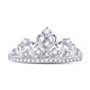 10k White Gold Round Diamond Womens Womens Crown Tiara Cocktail Band 1/5 Cttw