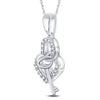 10kt White Gold Womens Round Diamond Heart Lock Key Dangle Pendant 1/10 Cttw