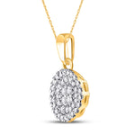 10kt Yellow Gold Womens Round Diamond Circle Cluster Pendant 1/4 Cttw