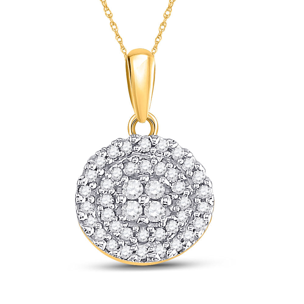 10kt Yellow Gold Womens Round Diamond Circle Cluster Pendant 1/4 Cttw