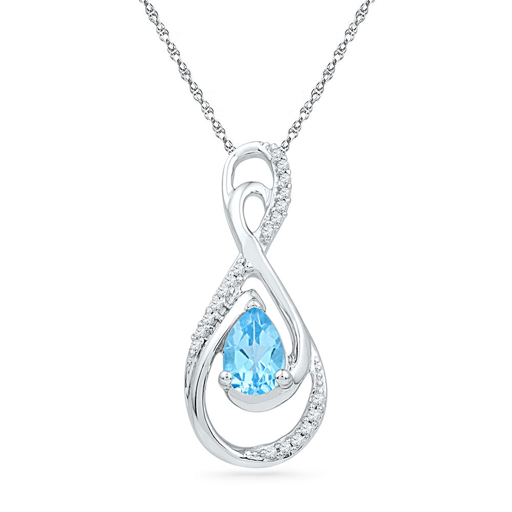 10kt White Gold Womens Oval Lab-Created Blue Topaz Solitaire Pendant 3/4 Cttw