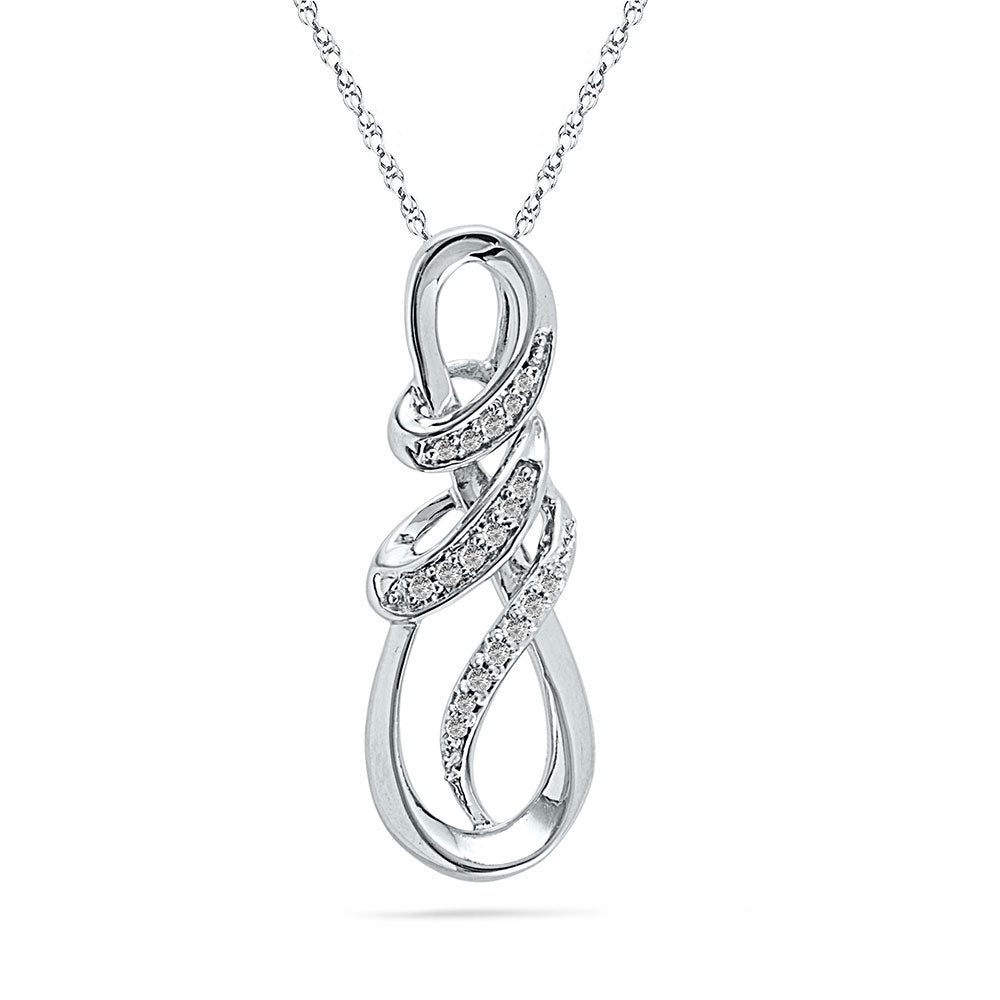 10kt White Gold Womens Round Diamond Infinity Pendant 1/10 Cttw