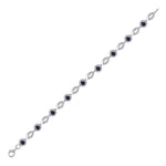 Sterling Silver Womens Round Lab-Created Blue Sapphire Tennis Bracelet 3 Cttw