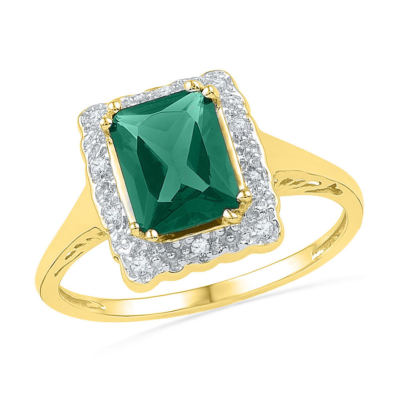 10kt Yellow Gold Womens Emerald Lab-Created Emerald Solitaire Ring 1-3/4 Cttw