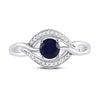 Sterling Silver Womens Round Lab-Created Blue Sapphire Solitaire Diamond Ring 5/8 Cttw