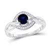 Sterling Silver Womens Round Lab-Created Blue Sapphire Solitaire Diamond Ring 5/8 Cttw