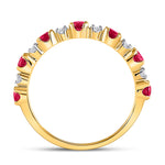 10kt Yellow Gold Womens Round Lab-Created Ruby Band Ring 1 Cttw