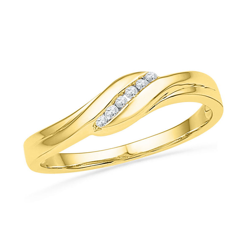 10k Yellow Gold Round Diamond Womens Daily-wear Simple Classic Band 1/20 Cttw