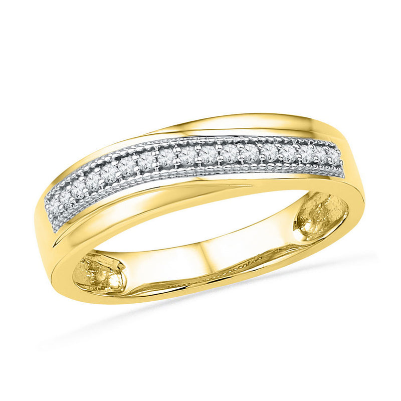 10k Yellow Gold Womens Round Diamond Wedding Anniversary Band 1/6 Cttw