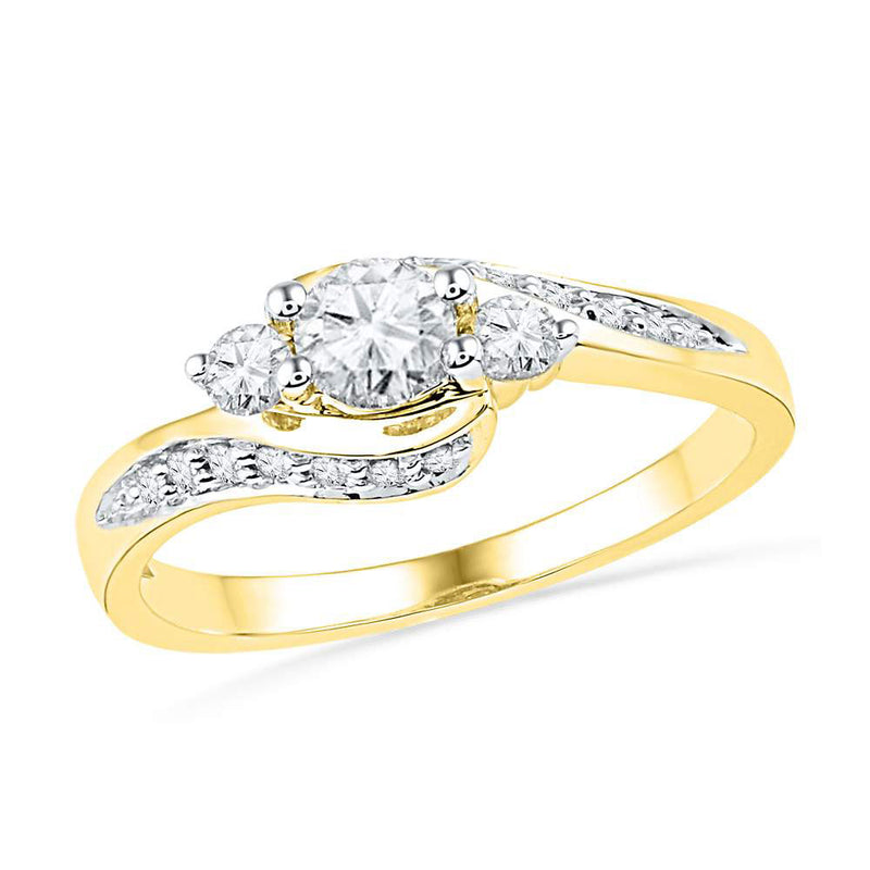 10k Yellow Gold Round Diamond Bridal Wedding Engagement Anniversary Ring 1/2 Cttw