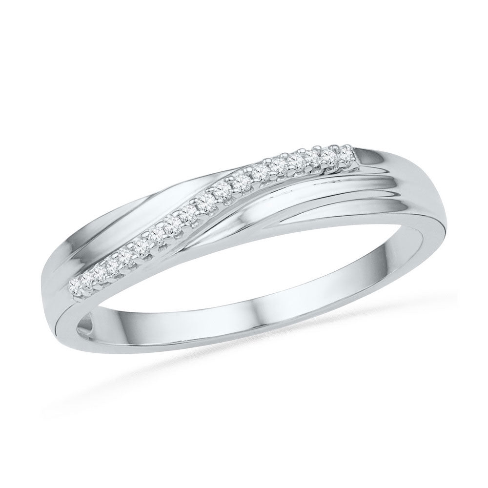 10kt White Gold Womens Round Diamond Band Ring 1/20 Cttw