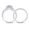 10kt White Gold Round Diamond Cluster Bridal Wedding Ring Band Set 1/2 Cttw