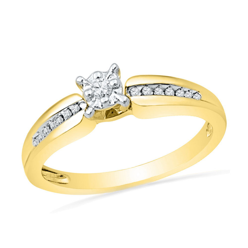 10kt Yellow Gold Round Diamond Solitaire Bridal Wedding Engagement Ring 1/8 Cttw