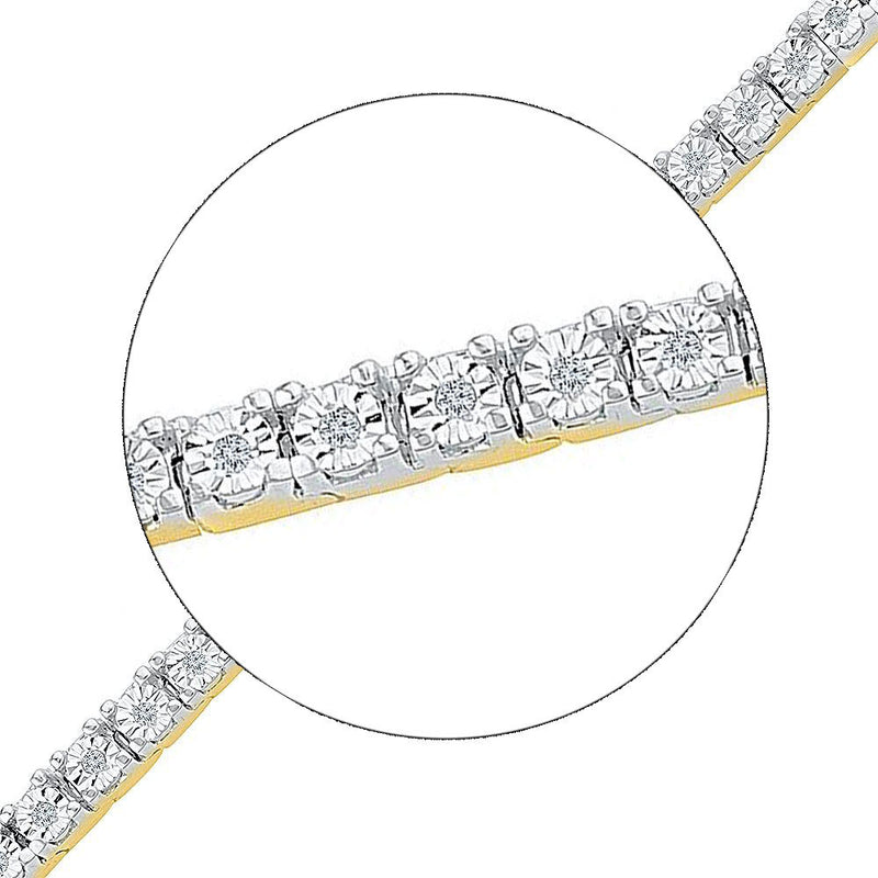 10kt Yellow Gold Womens Round Diamond Miracle Fashion Bracelet 1/4 Cttw