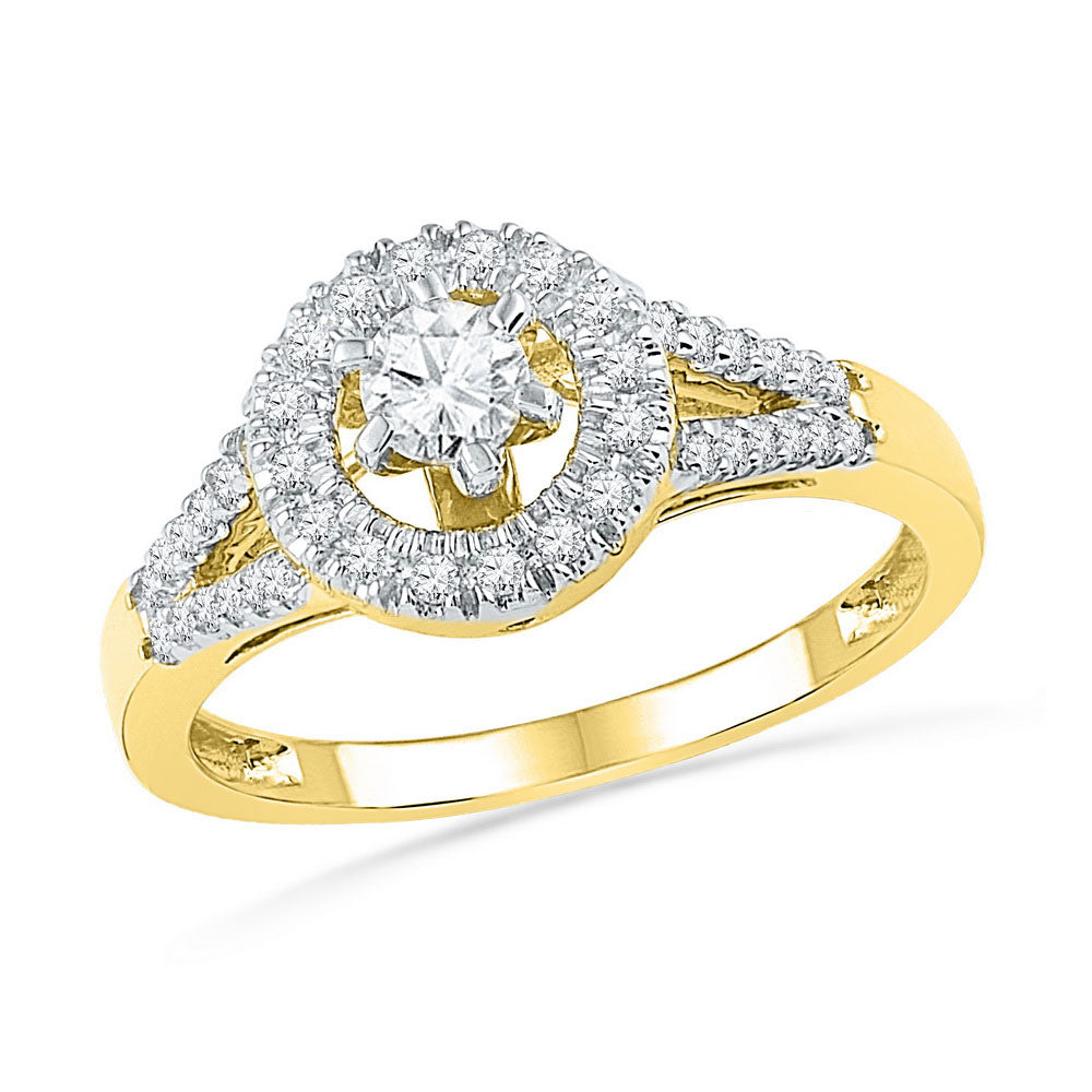 10kt Yellow Gold Round Diamond Solitaire Split-shank Bridal Wedding Engagement Ring 3/8 Cttw