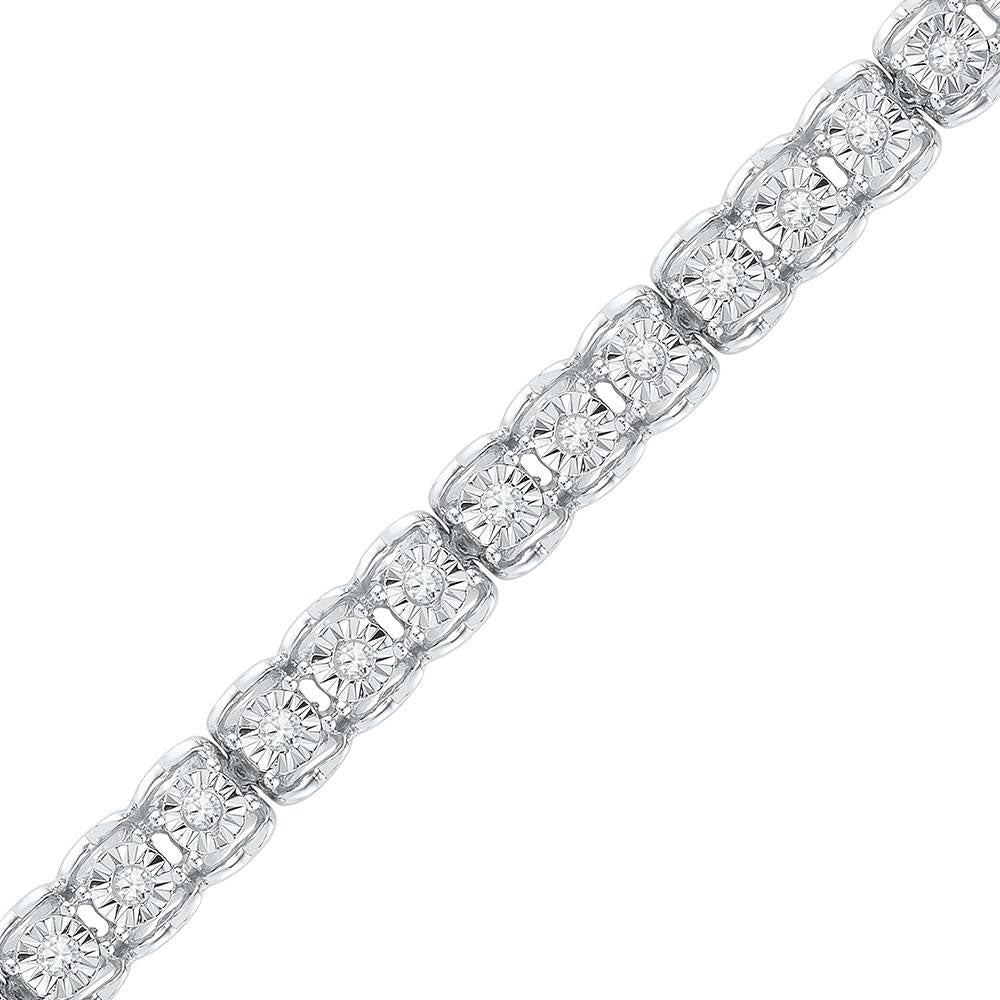 10kt White Gold Womens Round Diamond Tennis Bracelet 1/2 Cttw