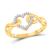 10kt Yellow Gold Womens Round Diamond Infinity Twist Heart Ring 1/10 Cttw