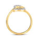 10kt Yellow Gold Womens Round Diamond Double Heart Ring 1/12 Cttw