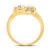 10kt Yellow Gold Womens Round Diamond Double Heart Ring 1/10 Cttw