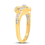 10kt Yellow Gold Womens Round Diamond Double Heart Ring 1/10 Cttw