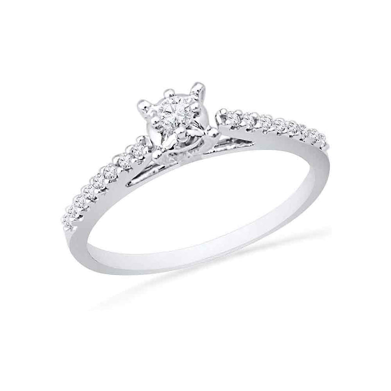 10kt White Gold Womens Round Diamond Solitaire Promise Ring 1/5 Cttw