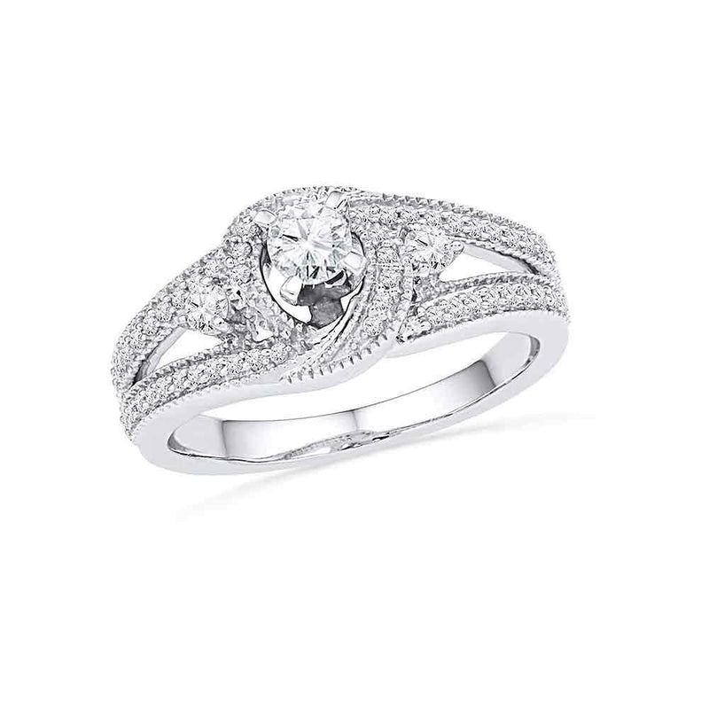 10k White Gold Round Diamond Bridal Wedding Engagement Anniversary Ring 1/2 Cttw