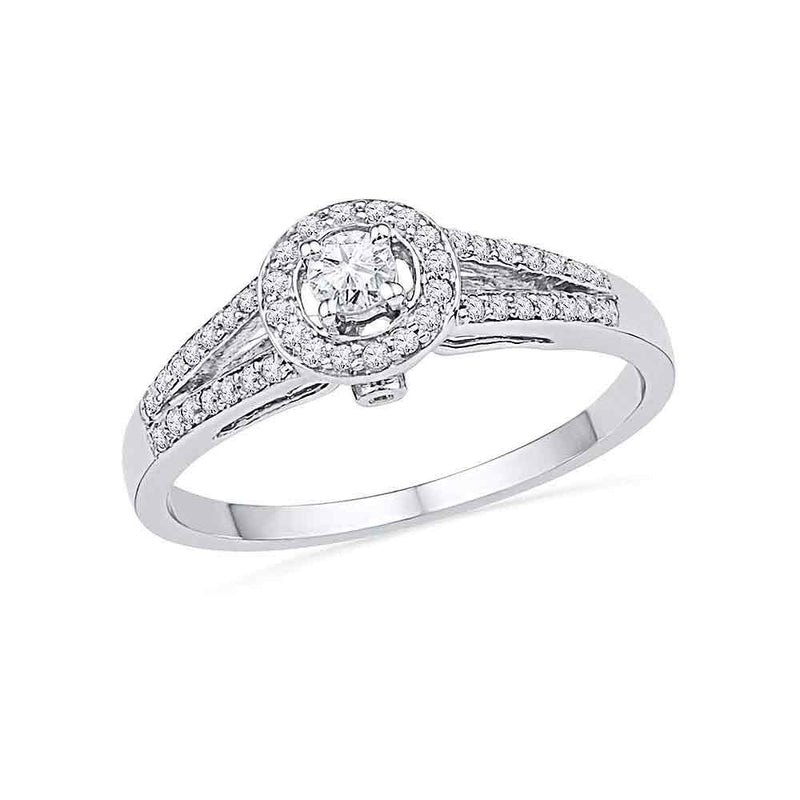 10kt White Gold Round Diamond Solitaire Split-shank Bridal Wedding Engagement Ring 1/4 Cttw