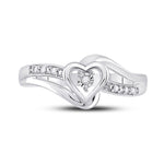 10kt White Gold Womens Round Diamond Heart Promise Ring .03 Cttw