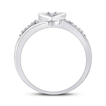 10kt White Gold Womens Round Diamond Heart Promise Ring .03 Cttw