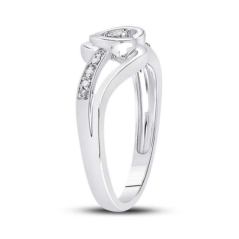 10kt White Gold Womens Round Diamond Heart Promise Ring .03 Cttw