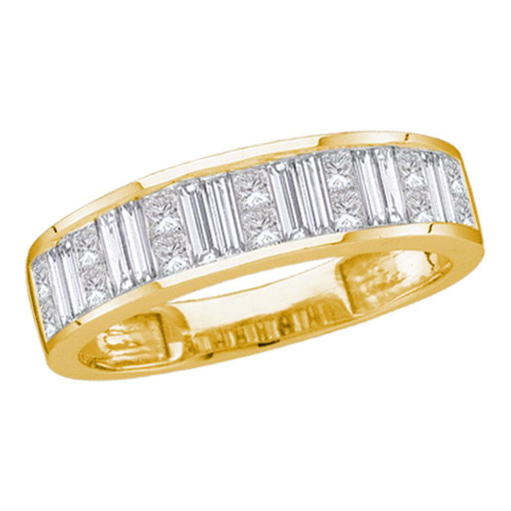 14kt Yellow Gold Womens Princess Baguette Channel-set Diamond Wedding Band 1/2 Cttw - Size 7