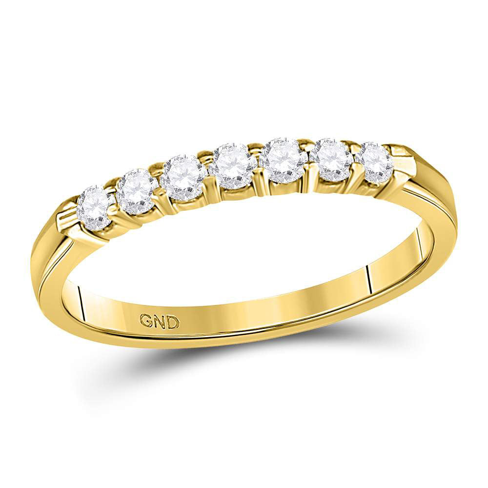 14kt Yellow Gold Womens Round Diamond Single Row Comfort Wedding Band 1/4 Cttw