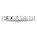 14kt White Gold Womens Round Diamond Single Row Machine-set Wedding Band 1/2 Cttw