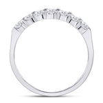 14kt White Gold Womens Round Diamond Single Row Machine-set Wedding Band 1/2 Cttw