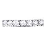 14kt White Gold Womens Round Diamond Single Row Comfort Wedding Band 1 Cttw