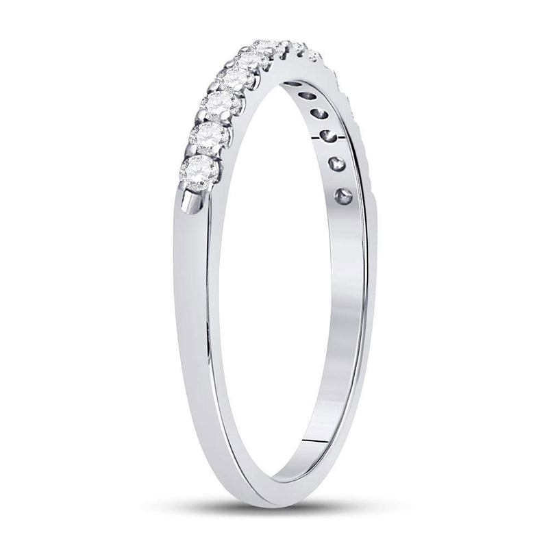 14kt White Gold Womens Round Diamond Single Row Machine-set Wedding Band 1/4 Cttw